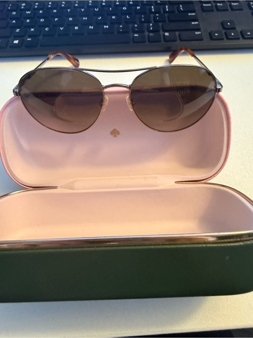 kate spade Brown/Tortoise Aviator Sunglasses with Pink Case